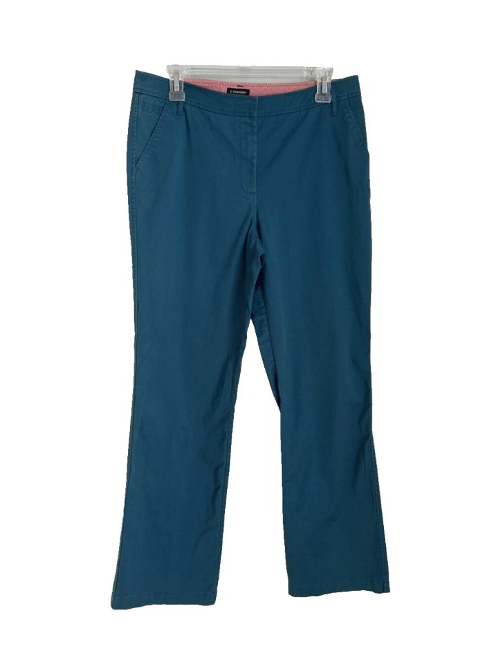 J Peterman Teal Wide Leg Pants Flat Front Stretch Classic Women's